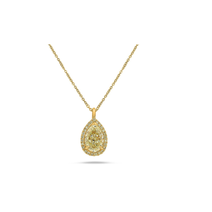 Pear Shape Fancy Yellow Diamond Necklace — view 1
