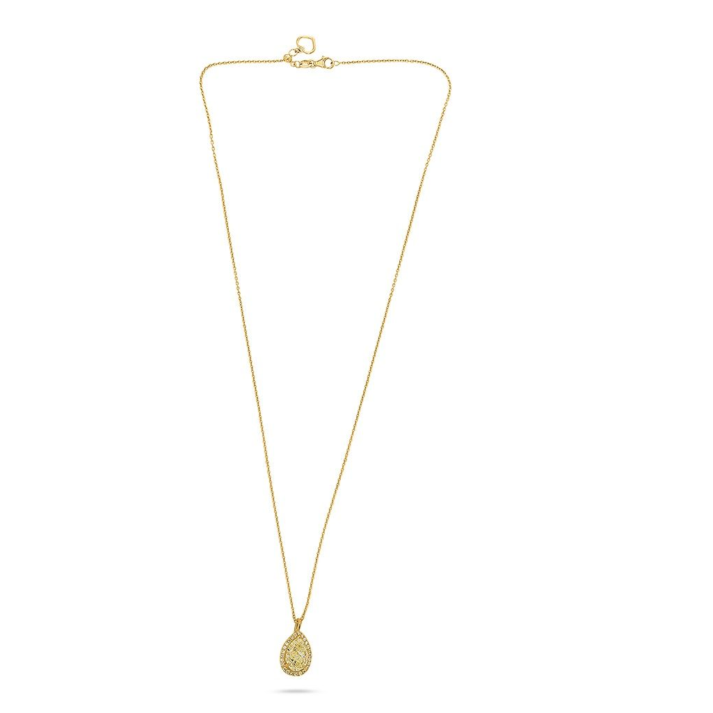 Pear Shape Fancy Yellow Diamond Necklace — view 2
