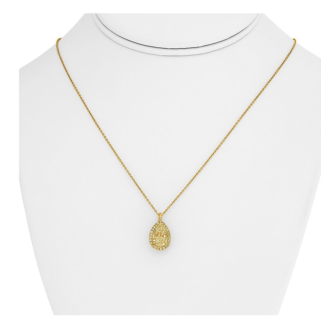 Pear Shape Fancy Yellow Diamond Necklace — view 3