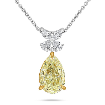 Pear Shape Fancy Yellow Diamond Necklace — view 2