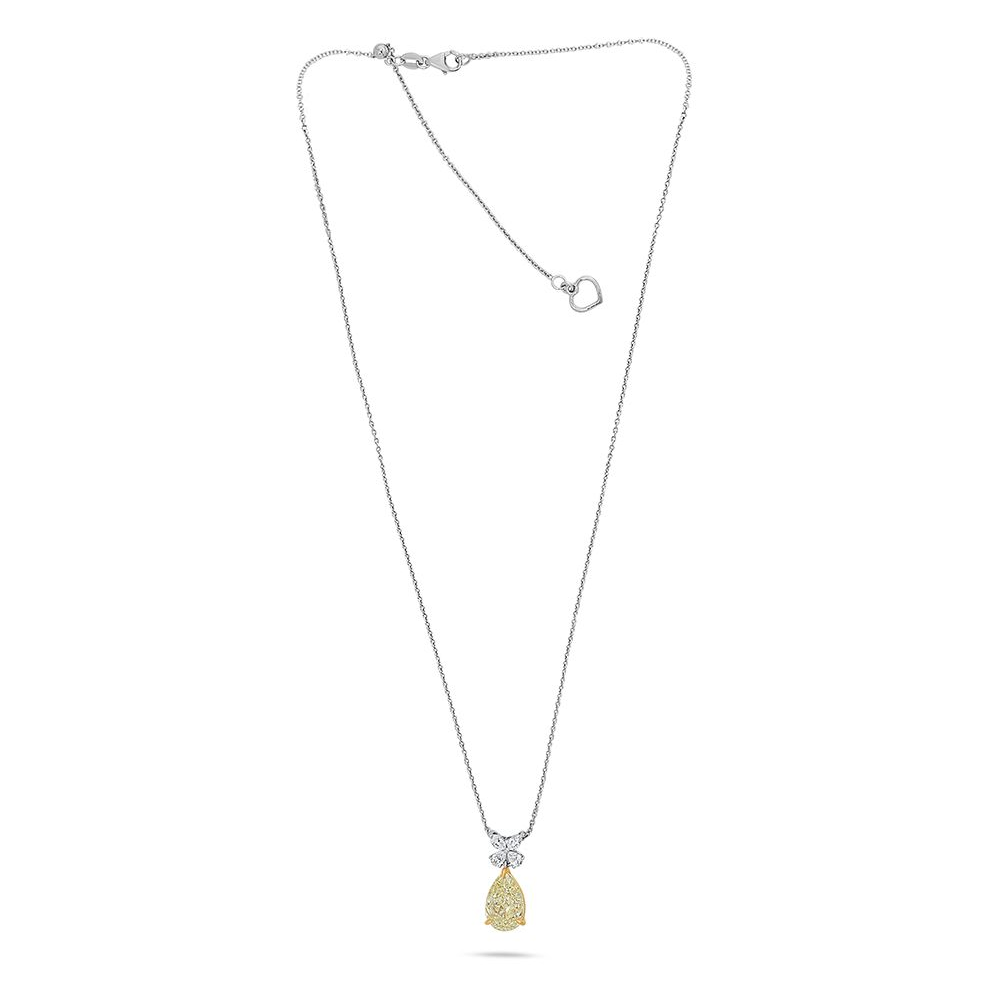 Pear Shape Fancy Yellow Diamond Necklace — view 1