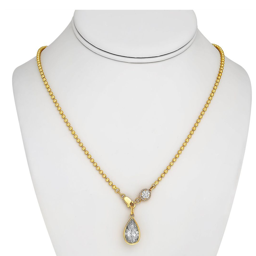 Pear Shape Diamond Necklace — view 3