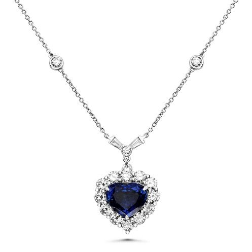 3.82ct Heart Sapphire and Diamond Necklace — view 2