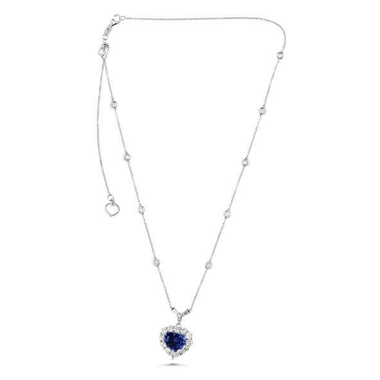 3.82ct Heart Sapphire and Diamond Necklace — view 1