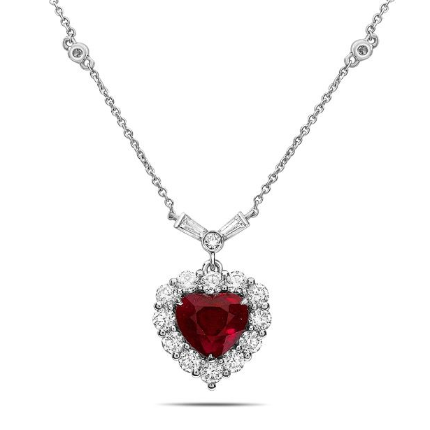 1.81 ct Ruby and Diamond Heart Necklace — view 1