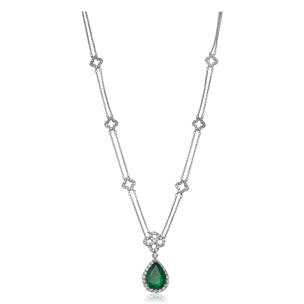 Pear Shape Emerald Necklace — view 3