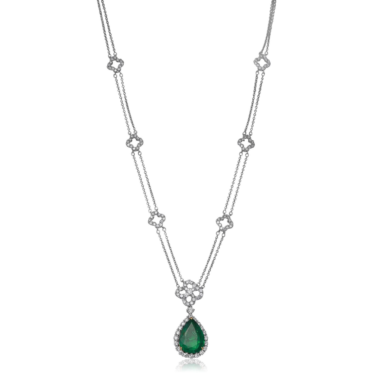 Five Carat Pear-shaped Emerald Necklace — view 1