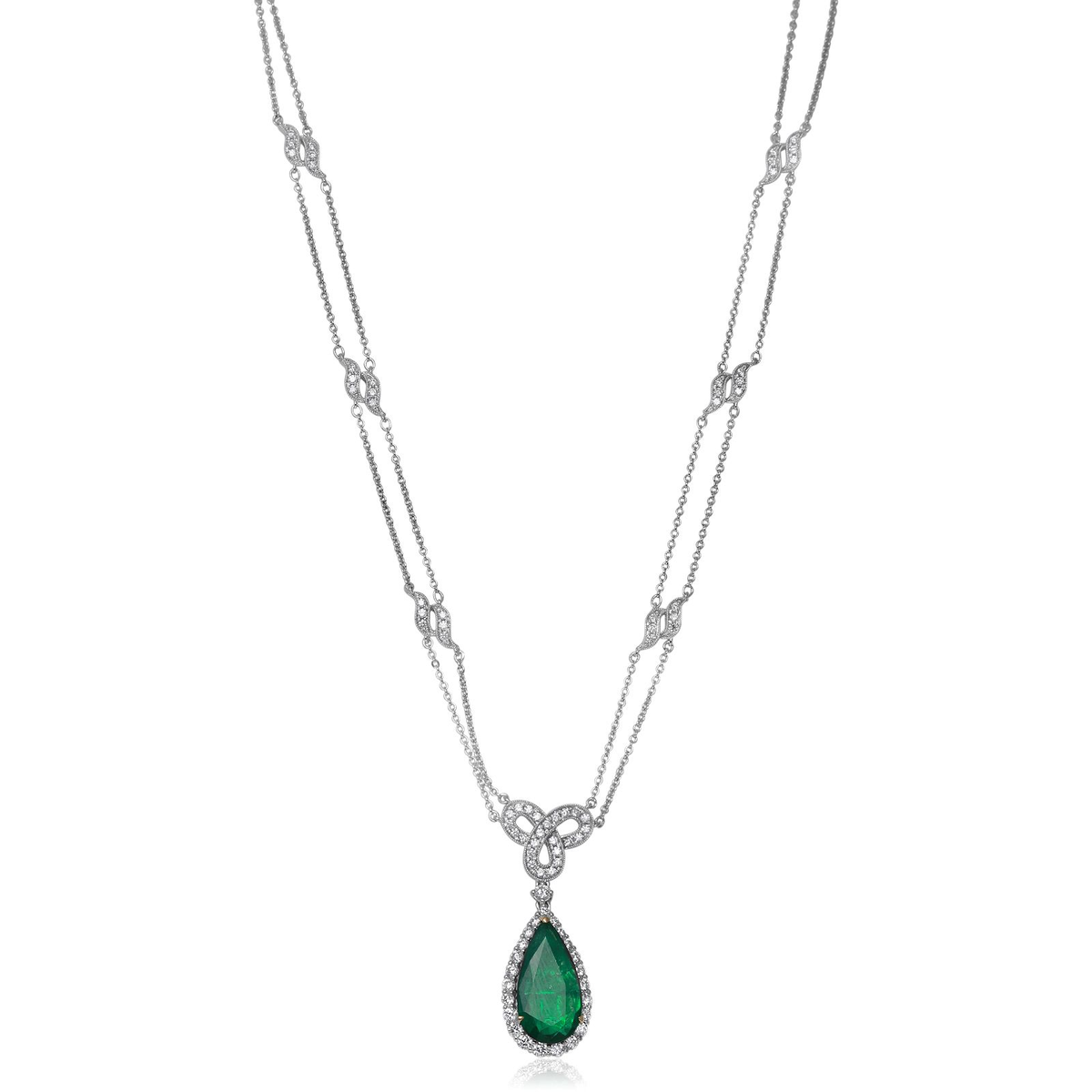 Pear Shape Emerald Necklace — view 1