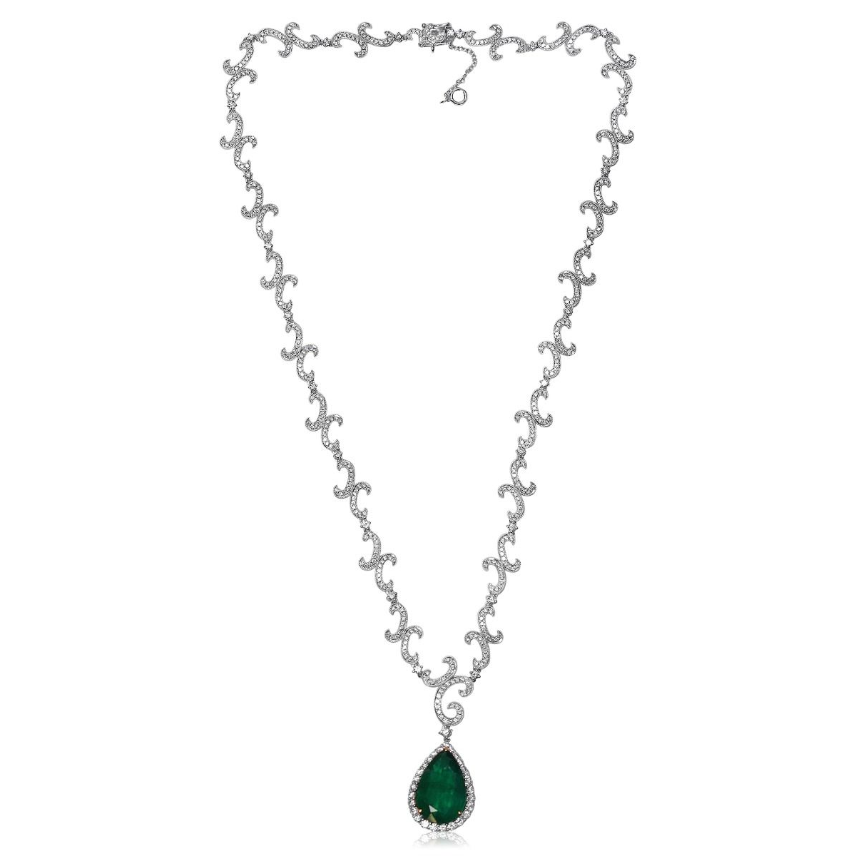 Pear Shape Emerald Necklace — view 1
