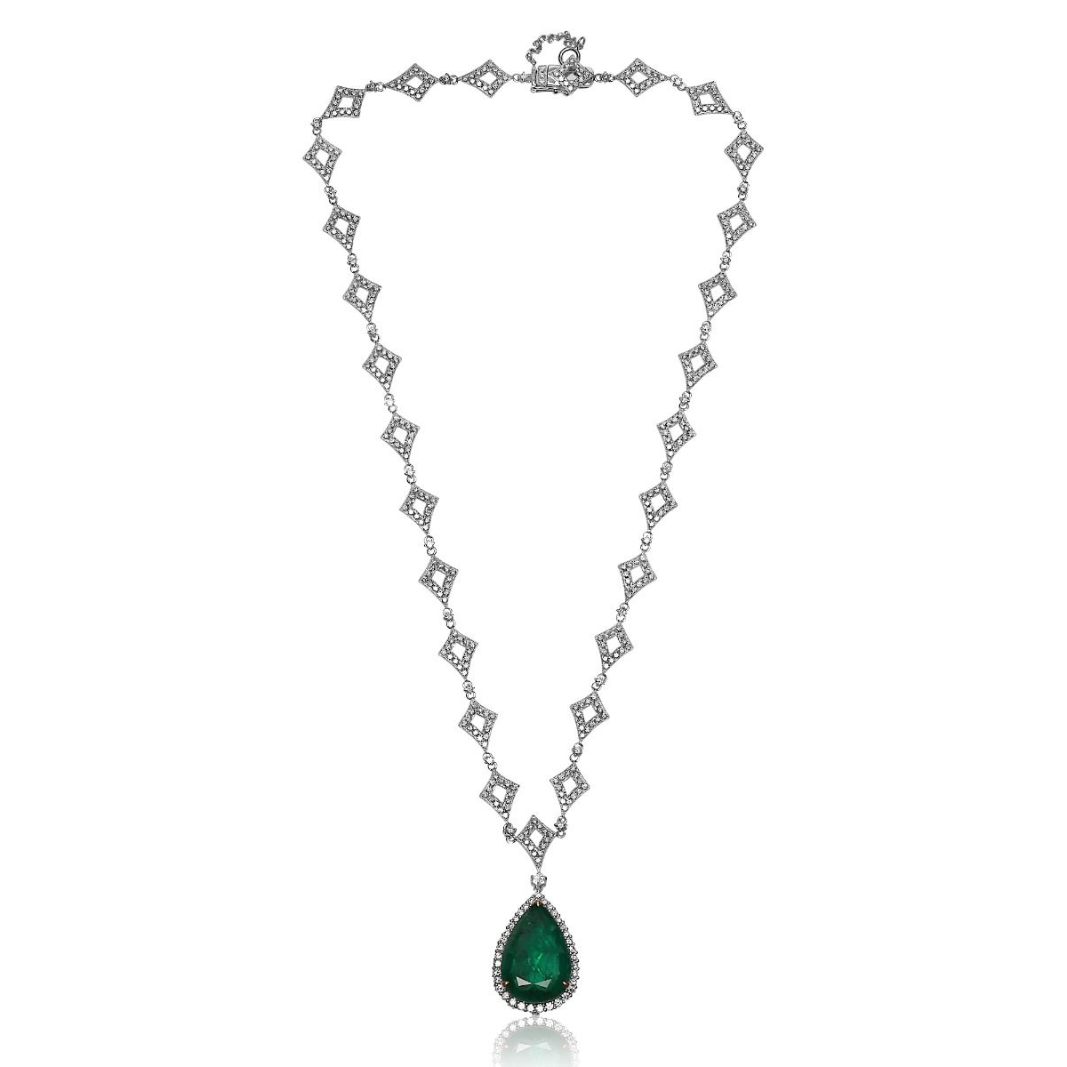 Pear Shape Emerald Necklace — view 1