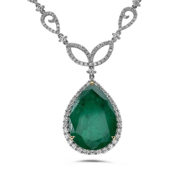 Emerald & Diamond Statement Necklace — view 3