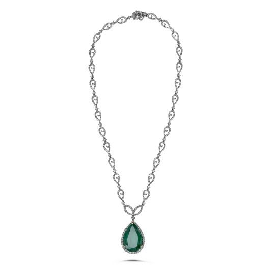 Emerald & Diamond Statement Necklace — view 1