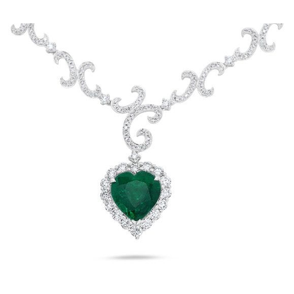 6.24 ct Emerald Heart and Diamond Necklace — view 2