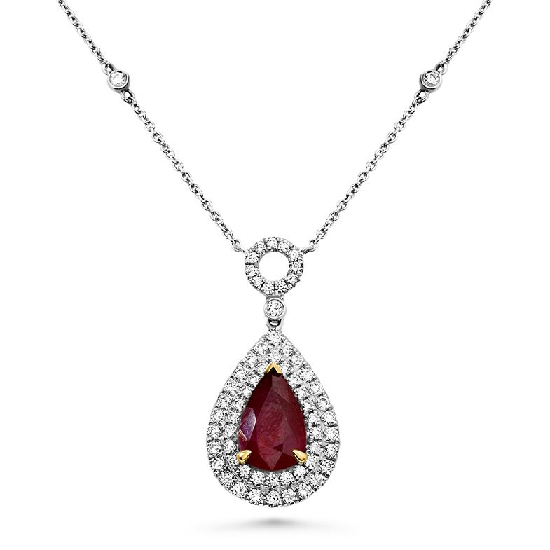 Pear Shape Ruby Necklace — view 2