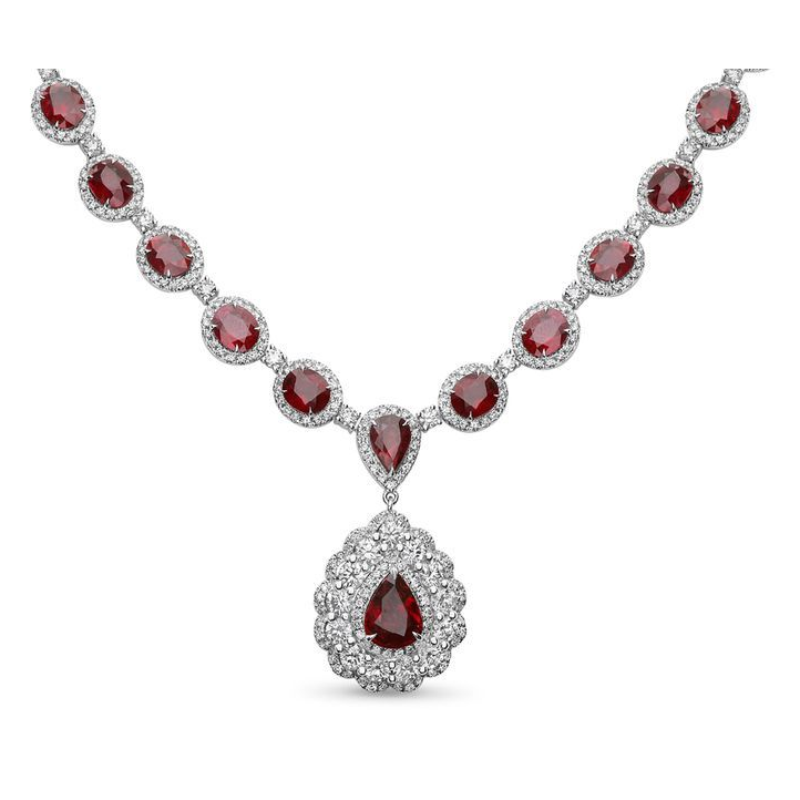 Ruby and Diamond Accent Necklace — view 3