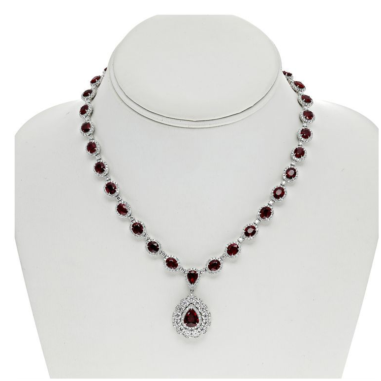 Ruby and Diamond Accent Necklace — view 2