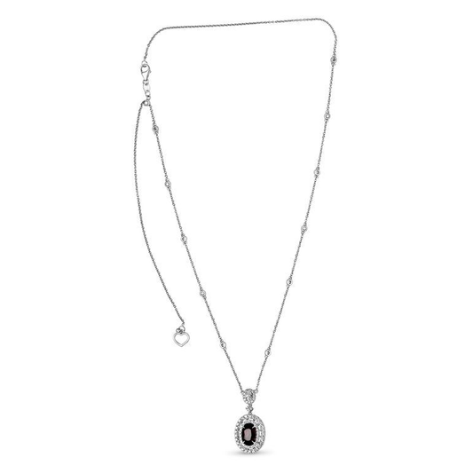 Oval Ruby & Diamond Double Halo Necklace — view 1