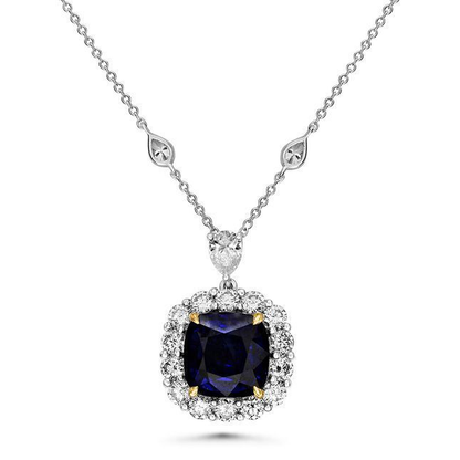 18K Gold Sapphire and Diamond Necklace — view 2