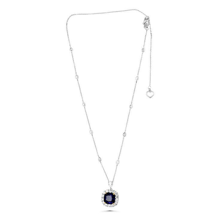 18K Gold Sapphire and Diamond Necklace — view 1