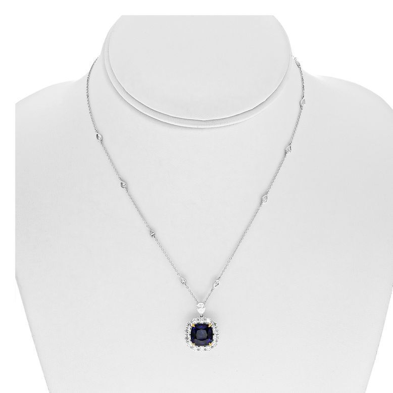 18K Gold Sapphire and Diamond Necklace — view 3