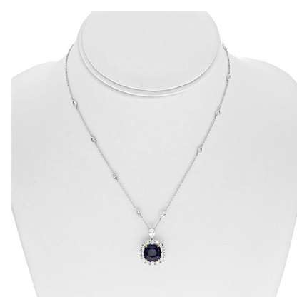 18K Gold Sapphire and Diamond Necklace — view 3