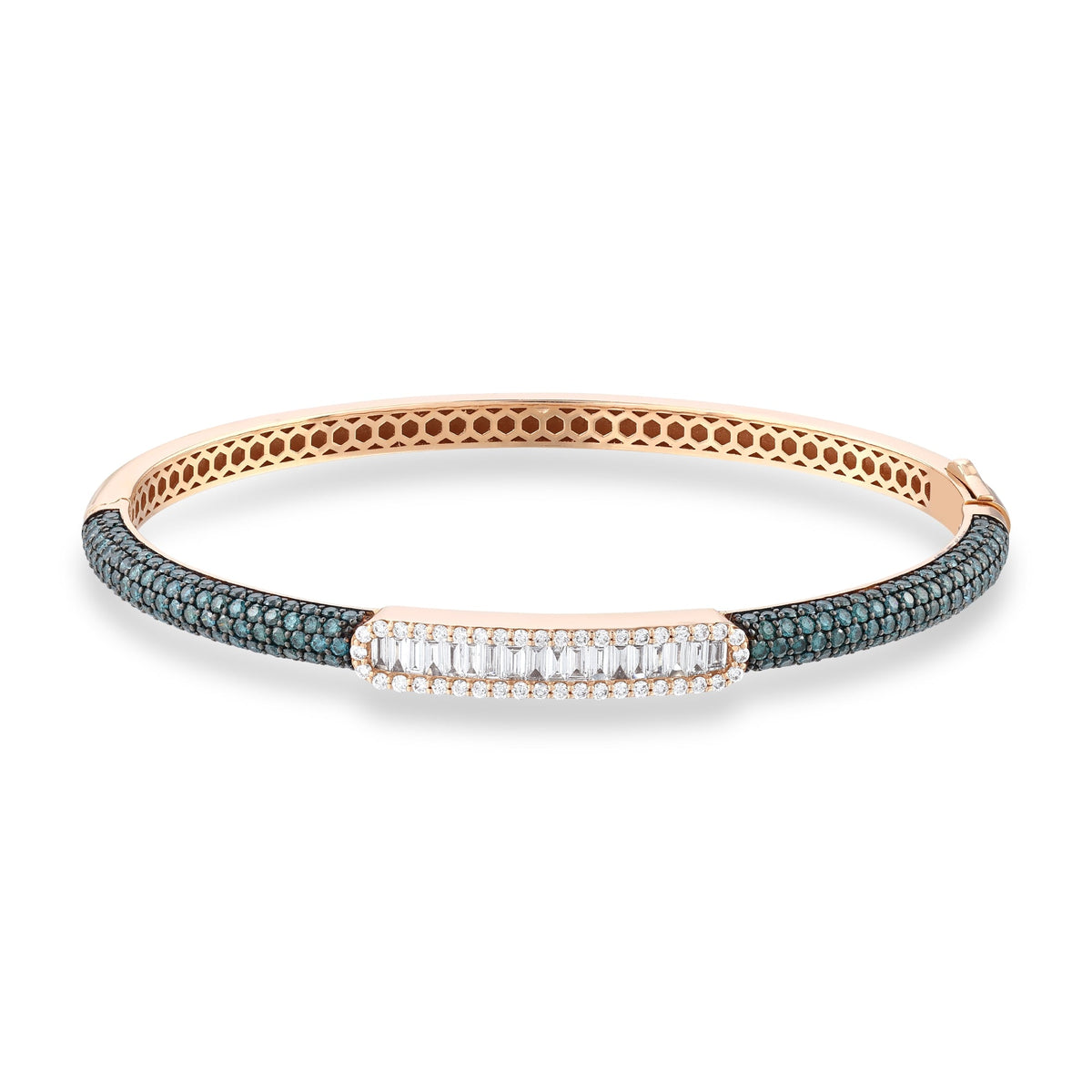Bee Goddess Mondrian Rainbow Gold Baguette Blue Diamond Bracelet