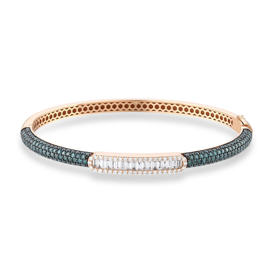 Bee Goddess Mondrian Rainbow Gold Baguette Blue Diamond Bracelet