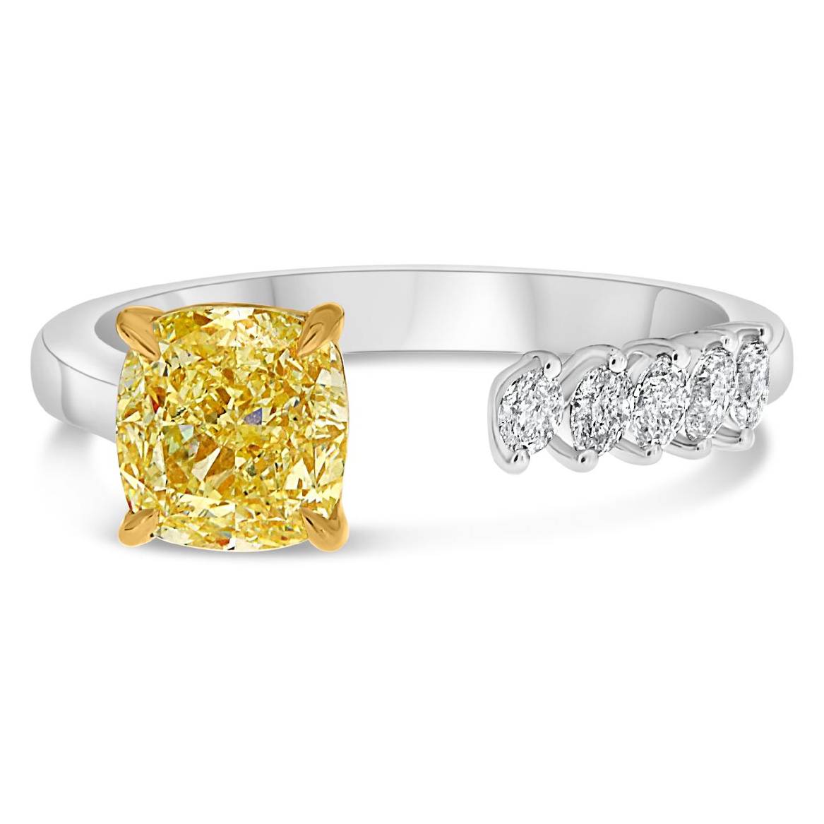 Cushion Fancy Yellow Diamond Ring — view 1
