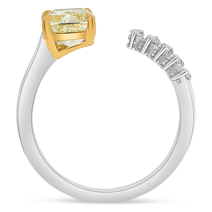 Cushion Fancy Yellow Diamond Ring — view 2
