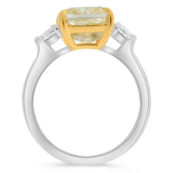 5.12 ct Three Stone Yellow Diamond Ring — view 2