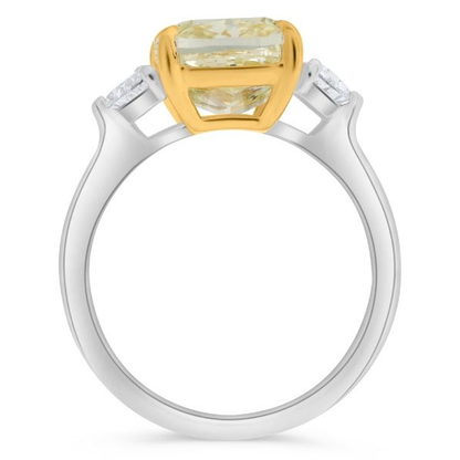5.12 ct Three Stone Yellow Diamond Ring — view 2