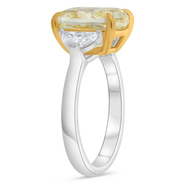 5.12 ct Three Stone Yellow Diamond Ring — view 3