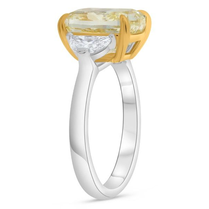 5.12 ct Three Stone Yellow Diamond Ring — view 3