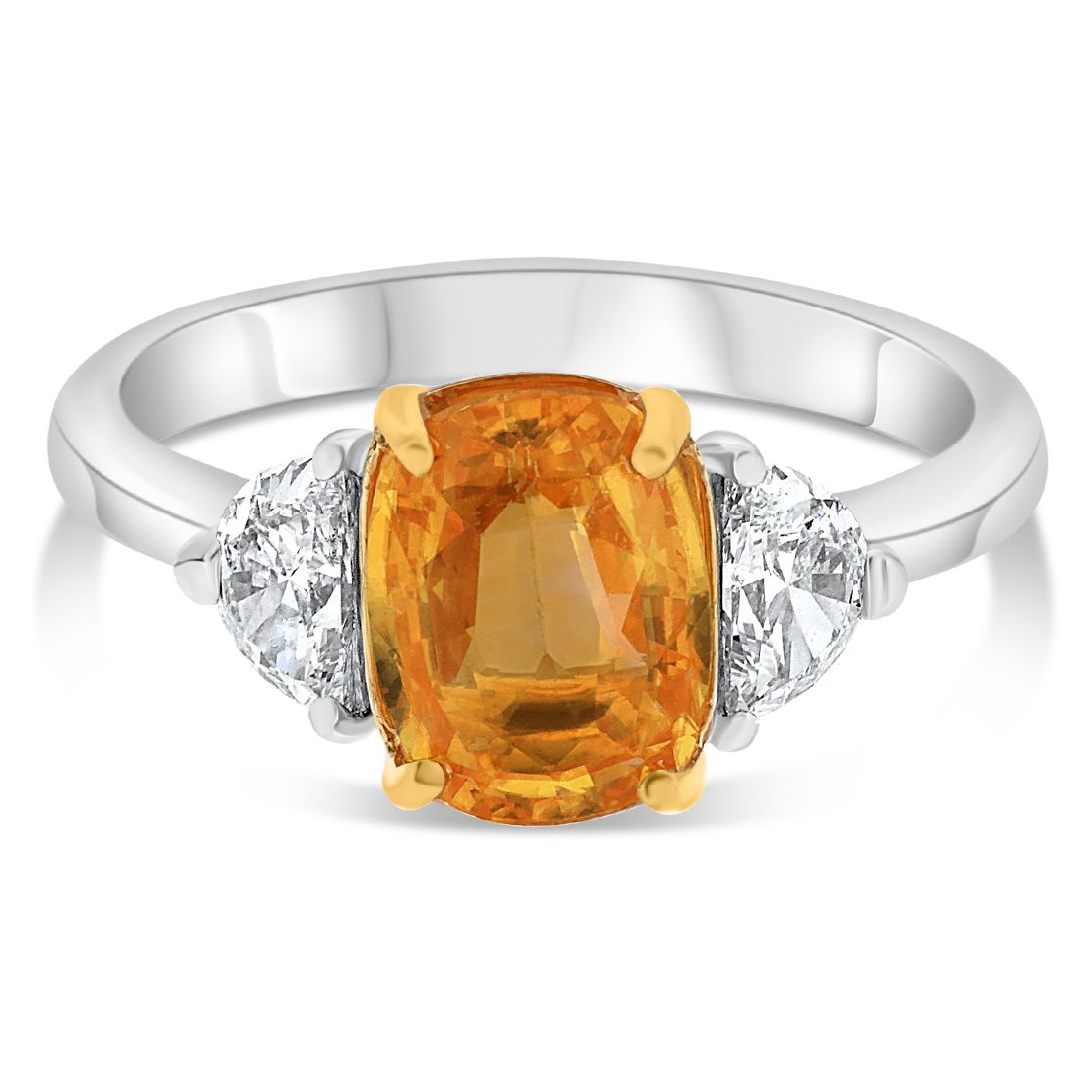 Cushion Yellow Sapphire Ring — view 1