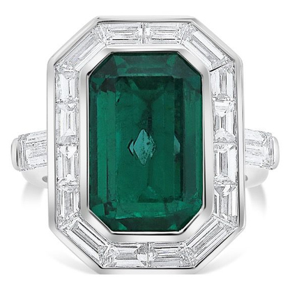 7.01 Carat Emerald and Baguette Ring — view 1