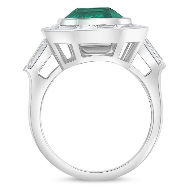 7.01 Carat Emerald and Baguette Ring — view 2
