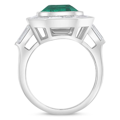 7.01 Carat Emerald and Baguette Ring — view 2