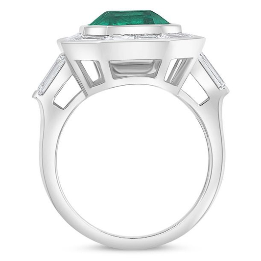 7.01 Carat Emerald and Baguette Ring — view 2