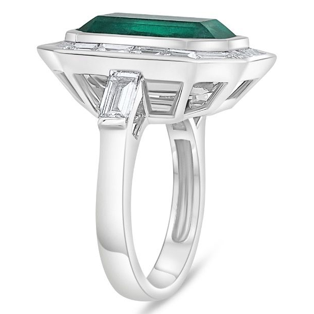 7.01 Carat Emerald and Baguette Ring — view 3