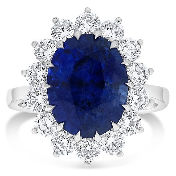 Diamond Halo 6.78ct Sapphire Ring — view 1