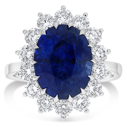 Diamond Halo 6.78ct Sapphire Ring — view 1