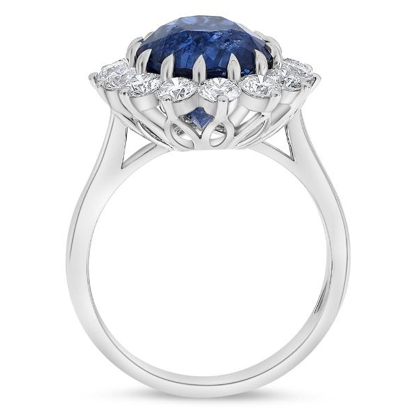 Diamond Halo 6.78ct Sapphire Ring — view 2