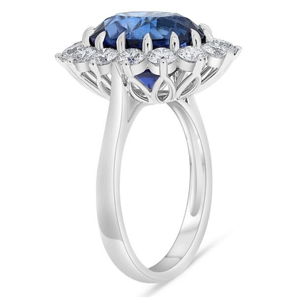 Diamond Halo 6.78ct Sapphire Ring — view 5