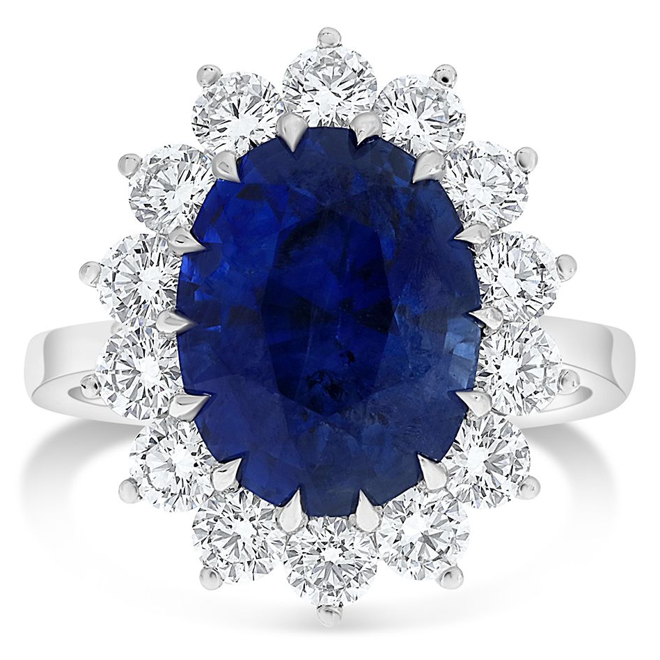 Diamond Halo 6.78ct Sapphire Ring — view 3