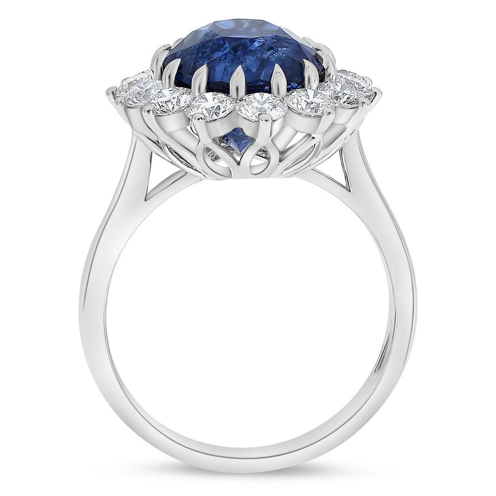 Diamond Halo 6.78ct Sapphire Ring — view 4