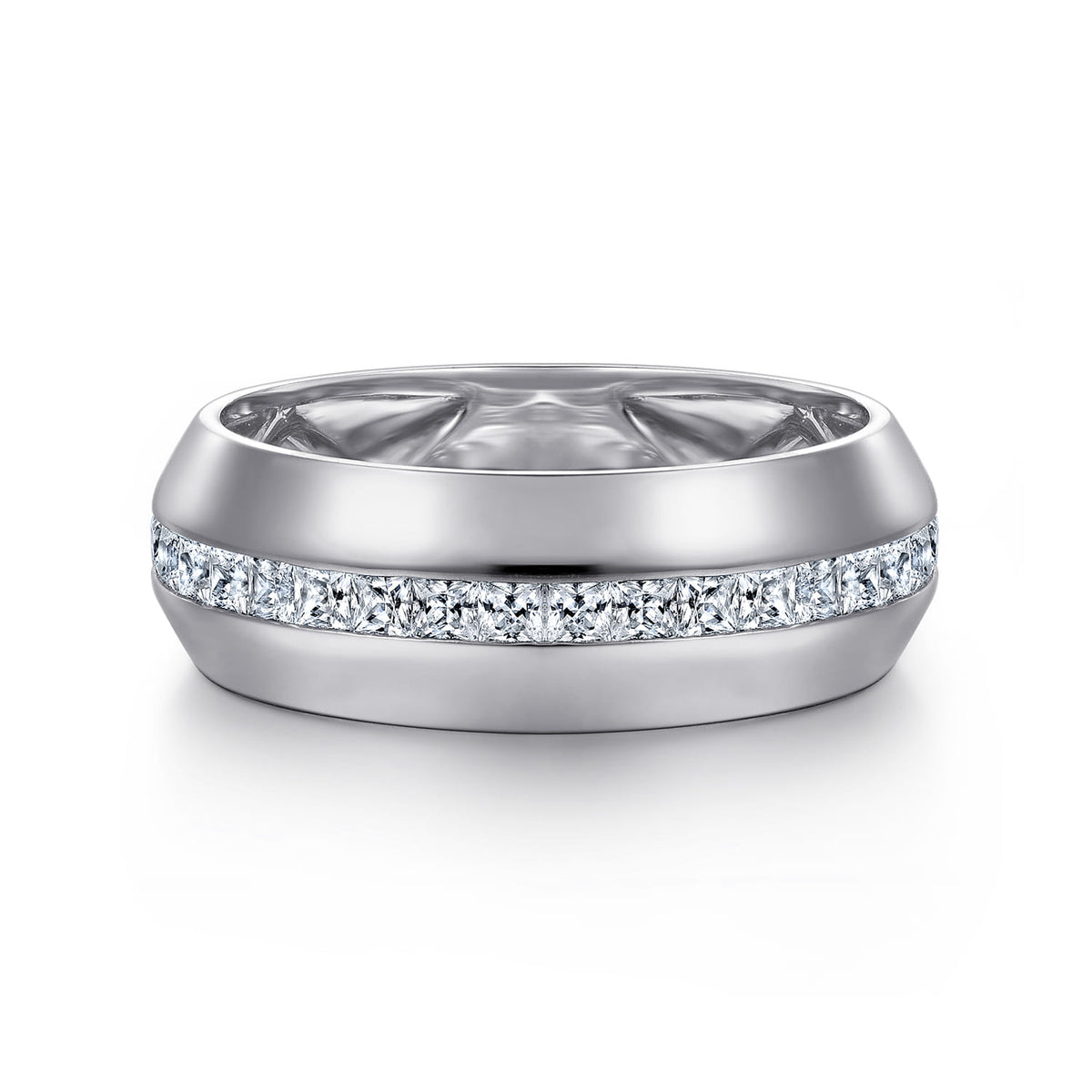 14K White Gold Diamond Mens Wedding Ring in High Polish Finish — Gabriel & Co. MR20064W44JJ