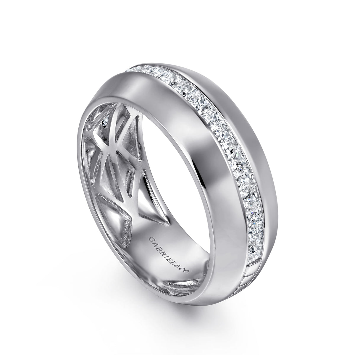 14K White Gold Diamond Mens Wedding Ring in High Polish Finish — Gabriel & Co. MR20064W44JJ