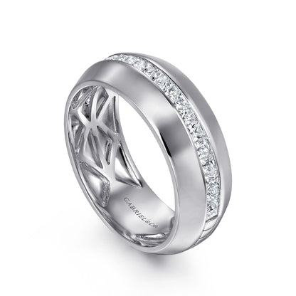 14K White Gold Diamond Mens Wedding Ring in High Polish Finish — Gabriel & Co. MR20064W44JJ