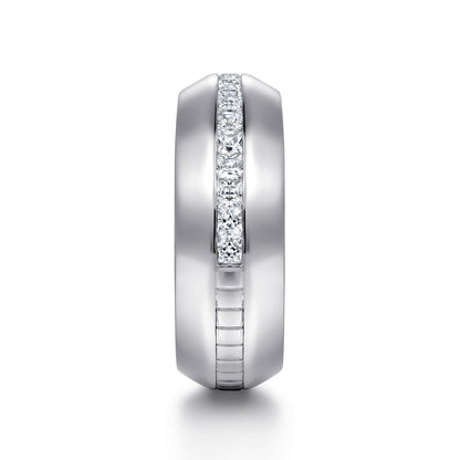 14K White Gold Diamond Mens Wedding Ring in High Polish Finish — Gabriel & Co. MR20064W44JJ