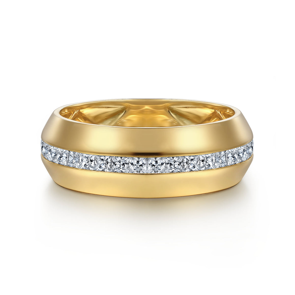 14K Yellow Gold Diamond Men's Wedding Ring in High Polish Finish — Gabriel & Co. MR20064Y44JJ